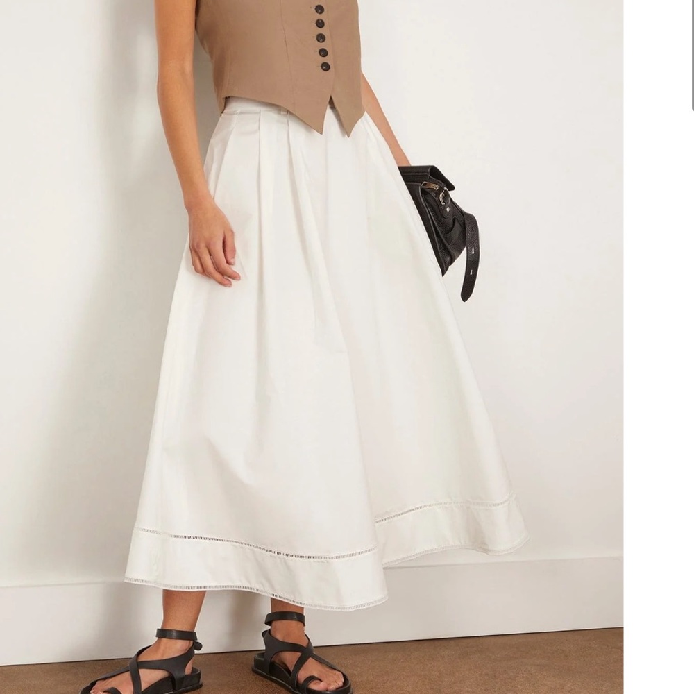 róhe ladder-embroidered poplin skirt